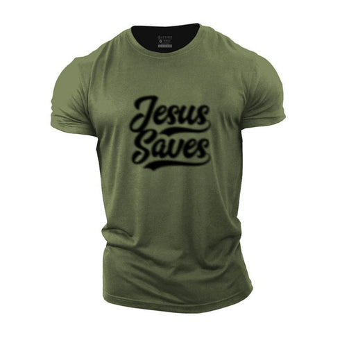 Men's Blurred Jesus Saves Cotton T-Shirt